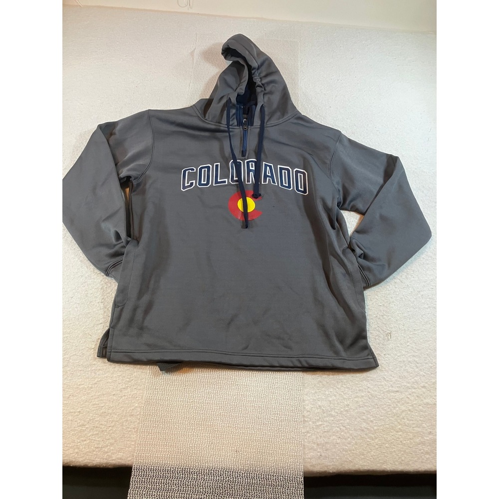 Russell Athletic Colorado Grey Quarter Zip Hoodie Mens Small State Flag Pullover